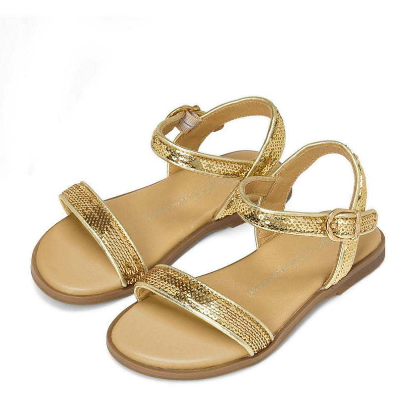 Iris Leather Slim Strap Sequins Sandals