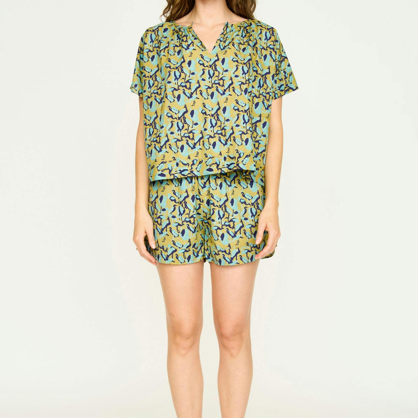 Pajama Short Set in Seagull