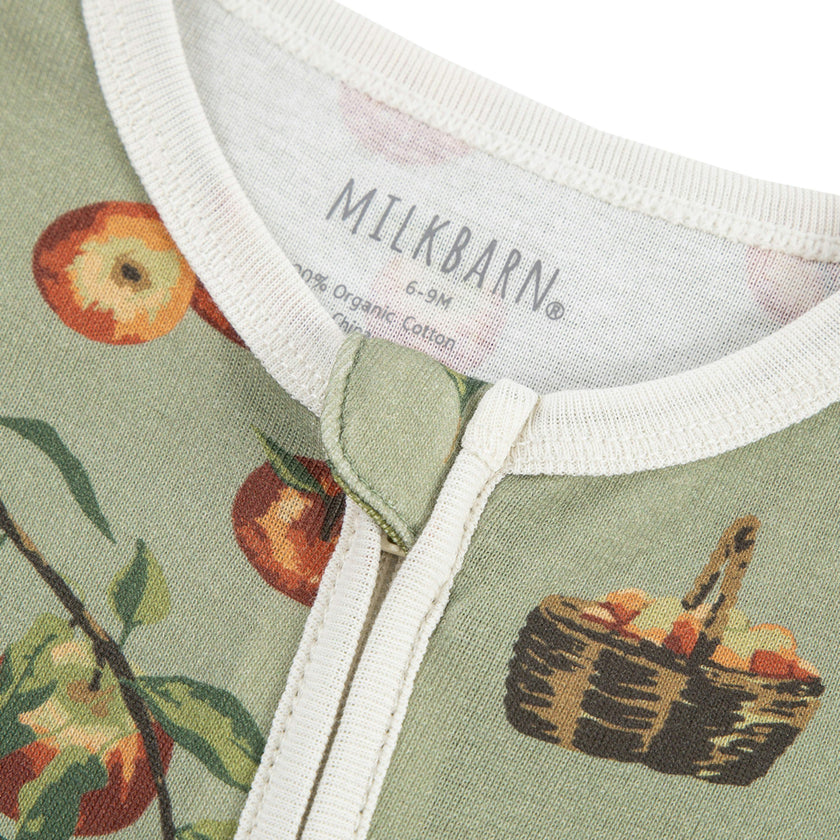 Apple Orchard Organic Cotton Zipper Footed Romper