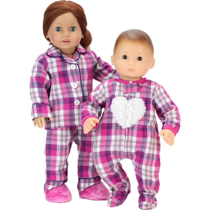 15" Doll Flannel Sleeper W/ Heart