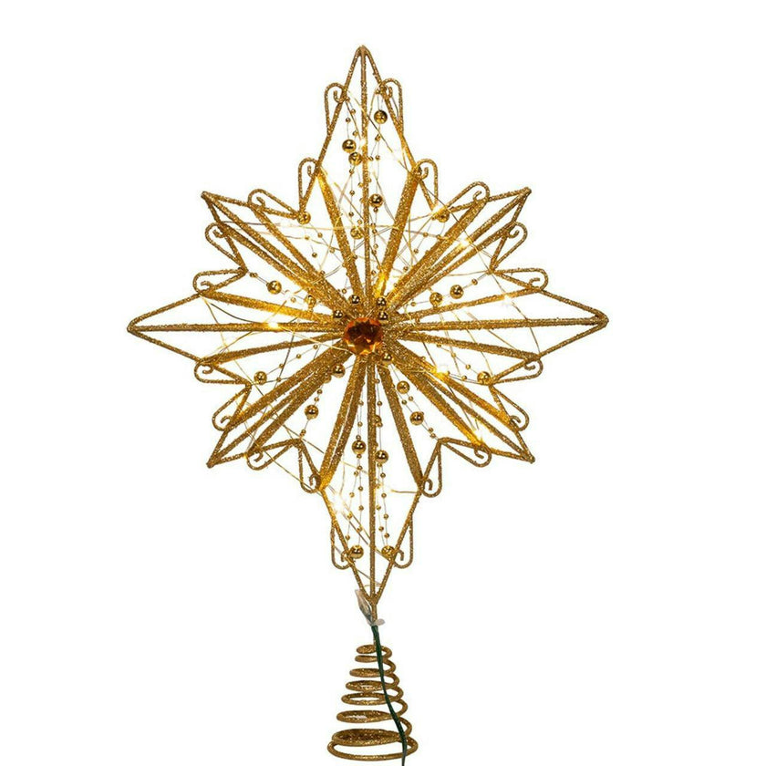 Kurt Adler 15.5-Inch 30-Light Fairy Light Gold Star Tree Topper