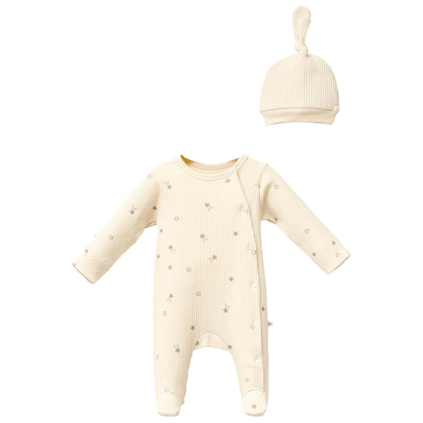 Cream Star Print Babygrow & Hat