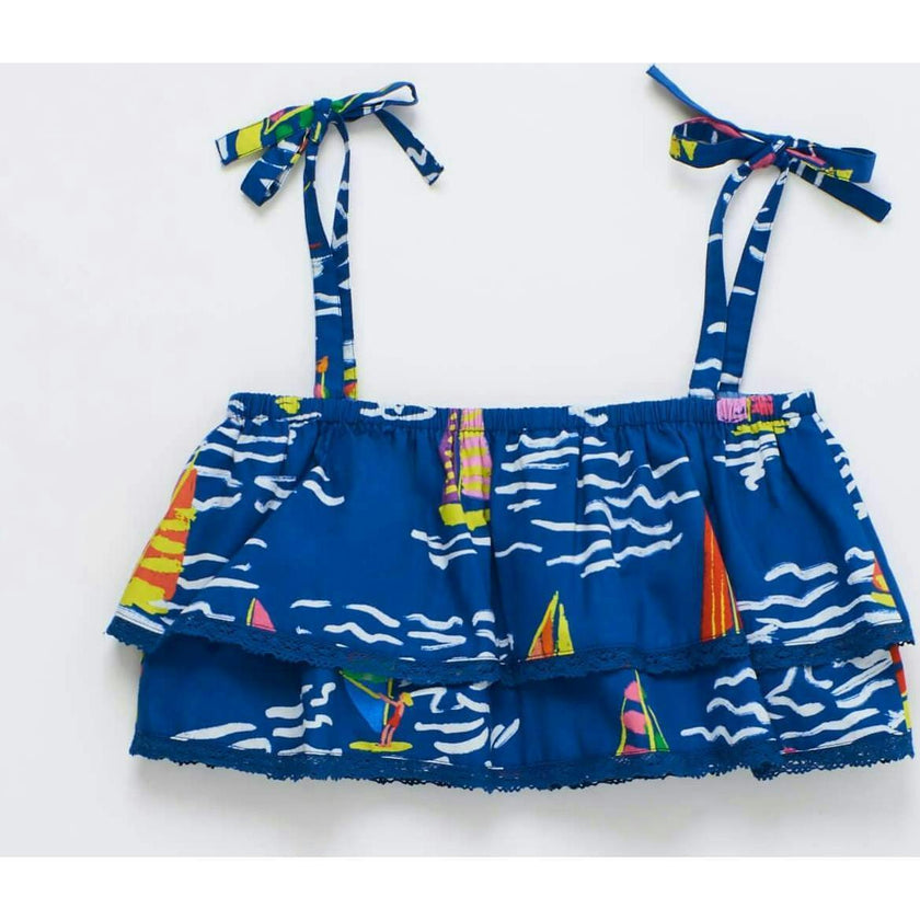 BARCOS RUFFLES TOP BLUE