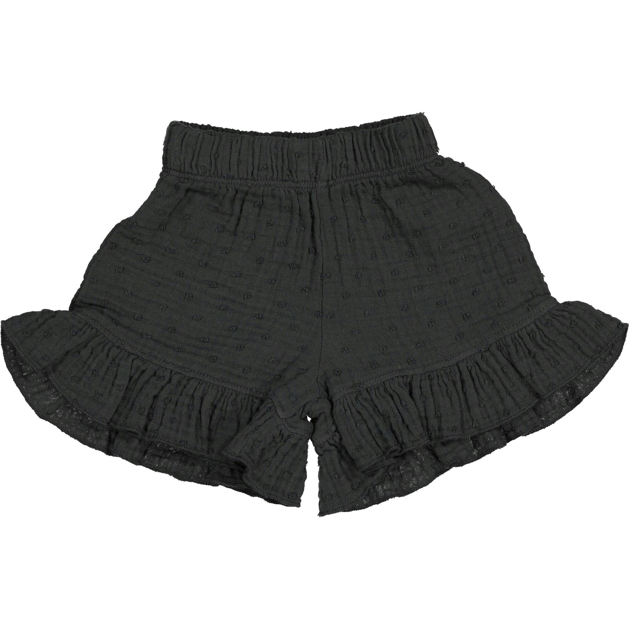 All-Over Spotted Ruffle Hem Gauze Shorts