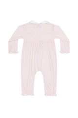 Pink Herringbone Embroidered Playsuit