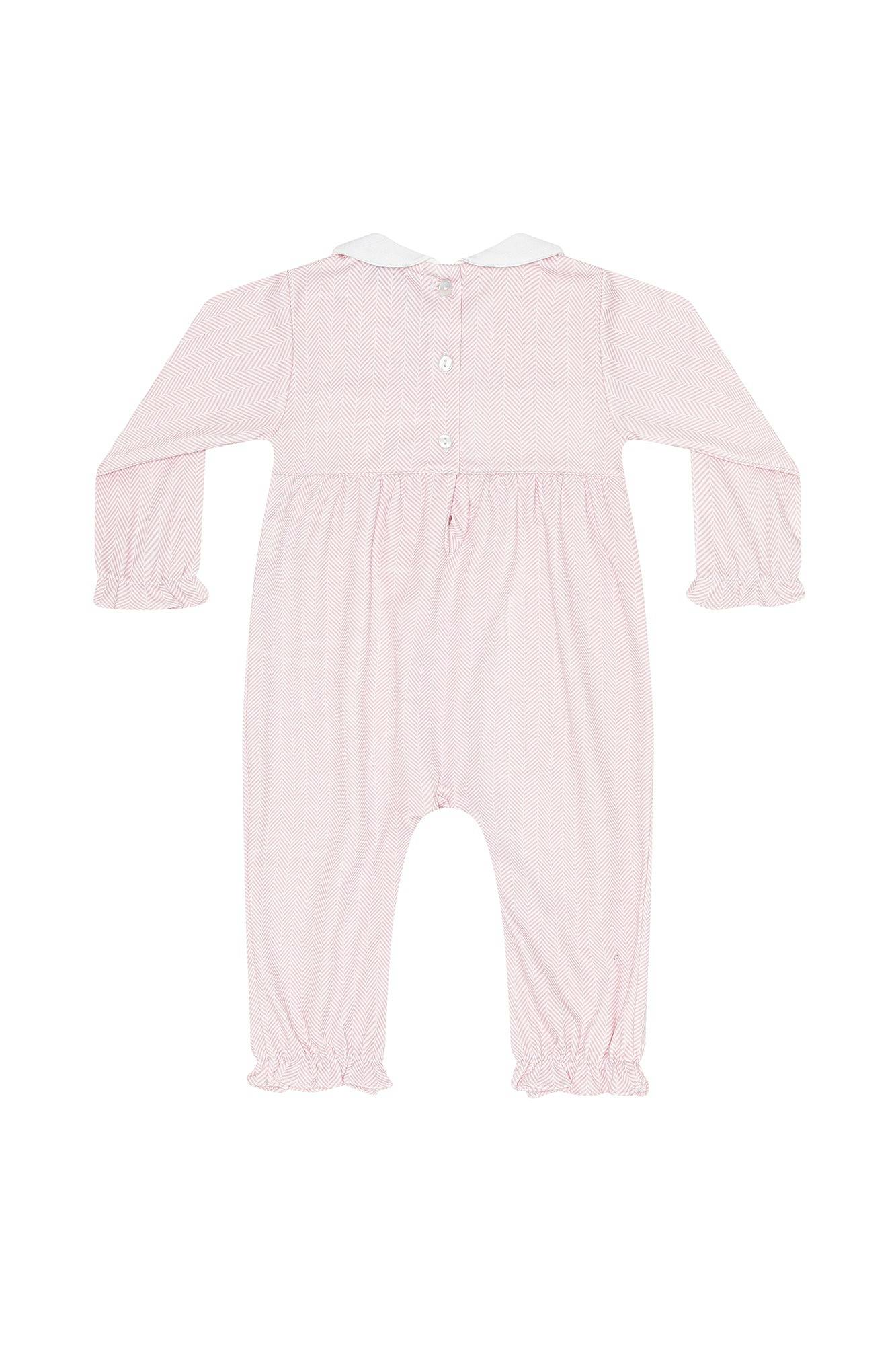 Pink Herringbone Embroidered Playsuit