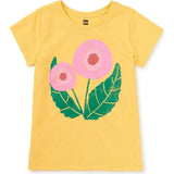 Button Flower Graphic Tee, Yellow