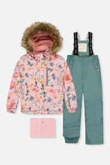 Two Piece Play Snowsuit Pink Vintage Floral Print