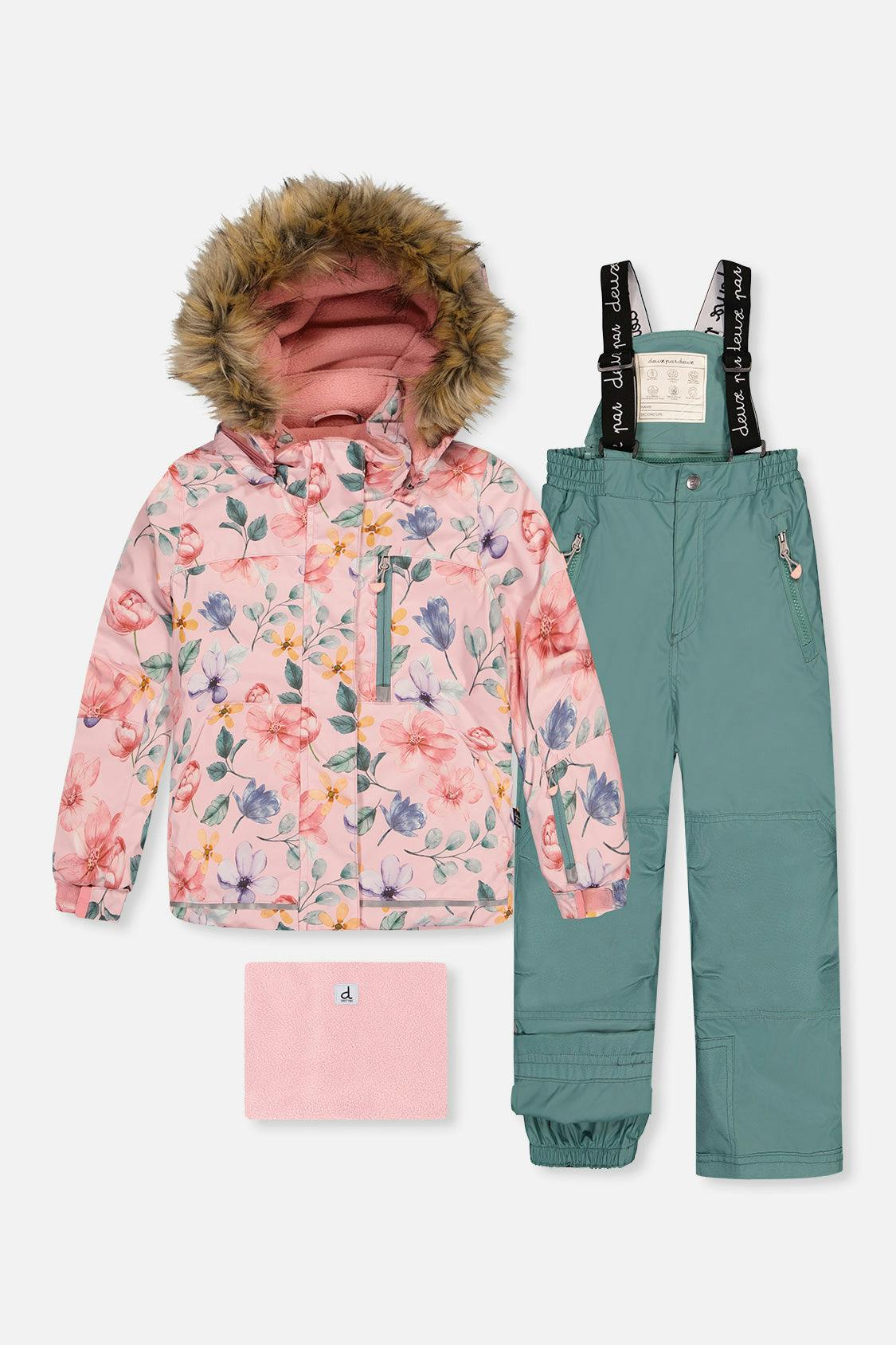 Two Piece Play Snowsuit Pink Vintage Floral Print