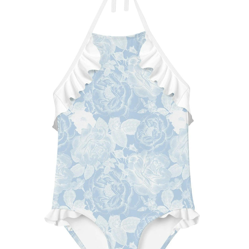Ruffle Shoulder Tie-Neck Swimsuit