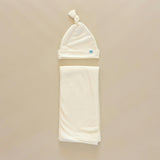 Stretch Knit Swaddle and Hat Set - White