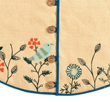 Handmade Embroidered Forest Scene Jute Christmas Tree Skirt Jute 60"