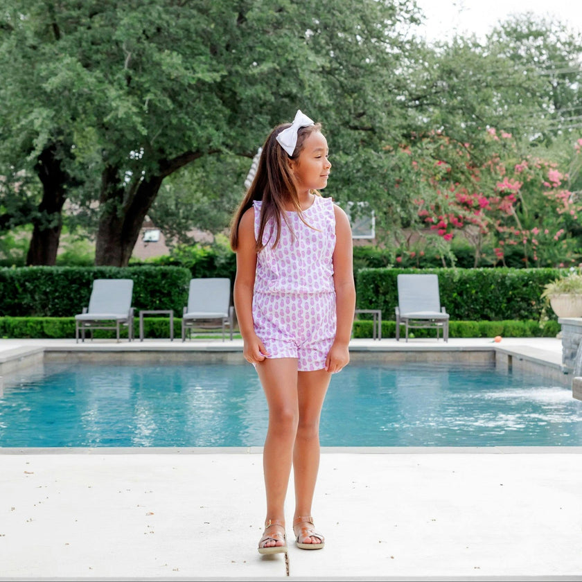 Lola Girls' Romper - Palm Beach Pineapples
