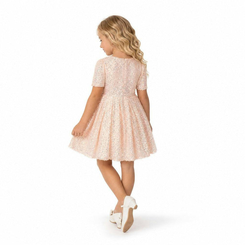 Shine Like a Star Peach Sequin Birthday Dress for Girls