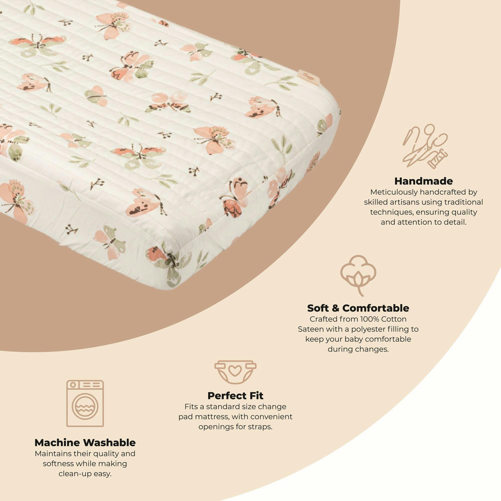 Parker Butterfly Cotton Quilted Change Pad Cover