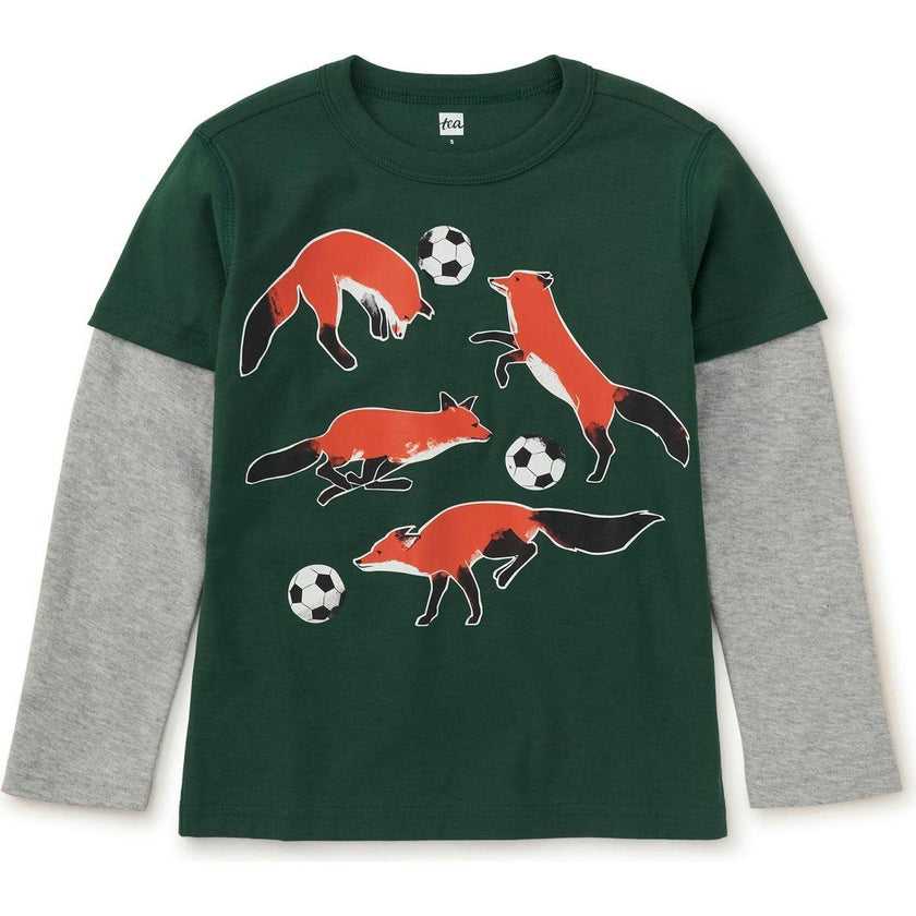 Footie Layered Sleeve Tee, Green