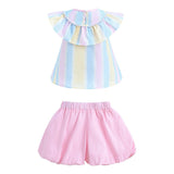 Multicolor Rainbow Striped Ruffle Outfit