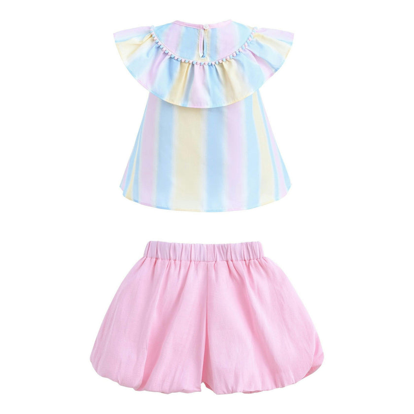 Multicolor Rainbow Striped Ruffle Outfit