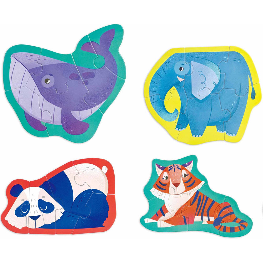Hape: Jungle Friends Puzzle - 10 Mini Animal Shaped Puzzles
