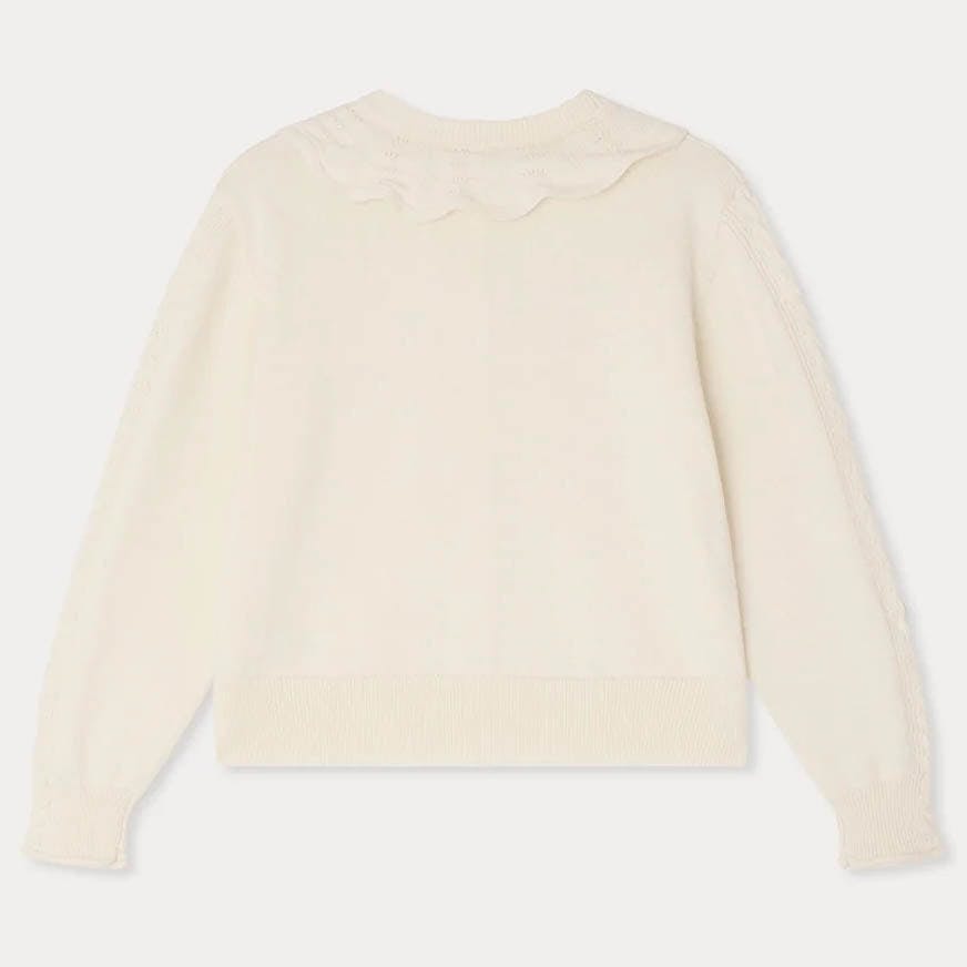 BONPOINT Lueur Ruffle Cardigan - Craie