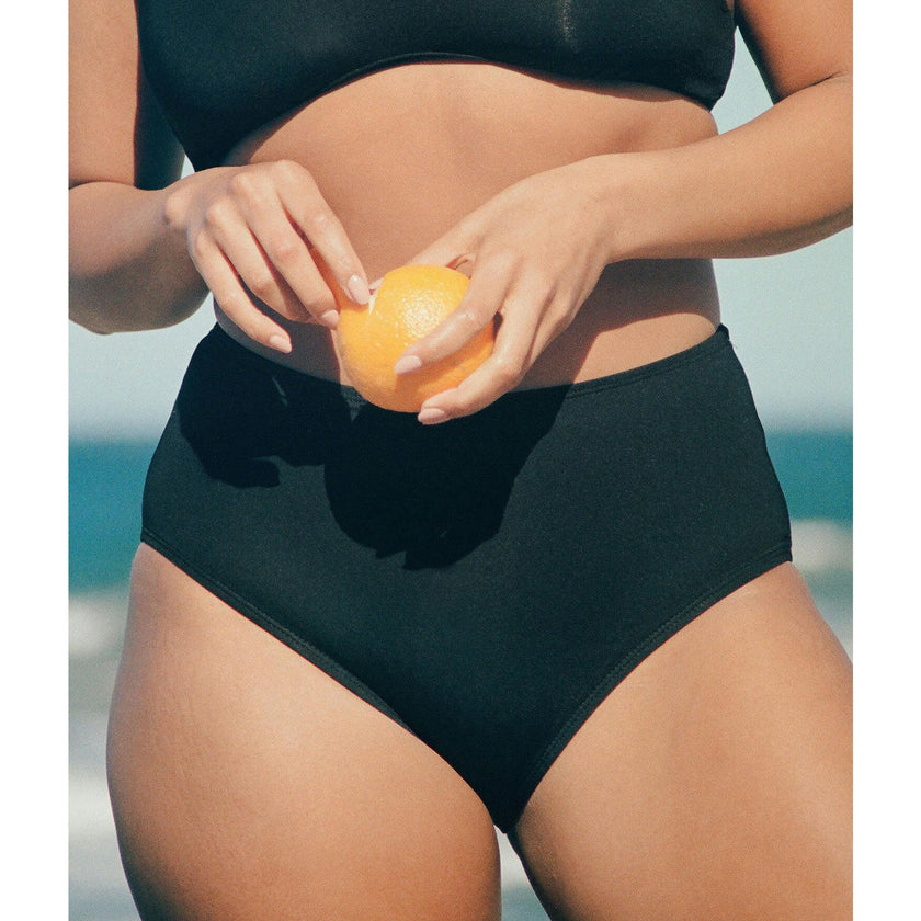 The High Waist Bikini Bottom - Eco Nylon - Black