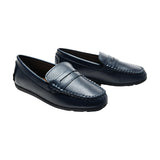 Navy Faux Leather Penny Loafers
