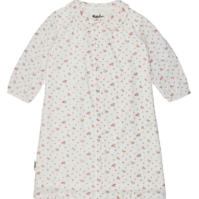Clipdot Floral Peter Pan Collar 3/4 Sleeve Dress