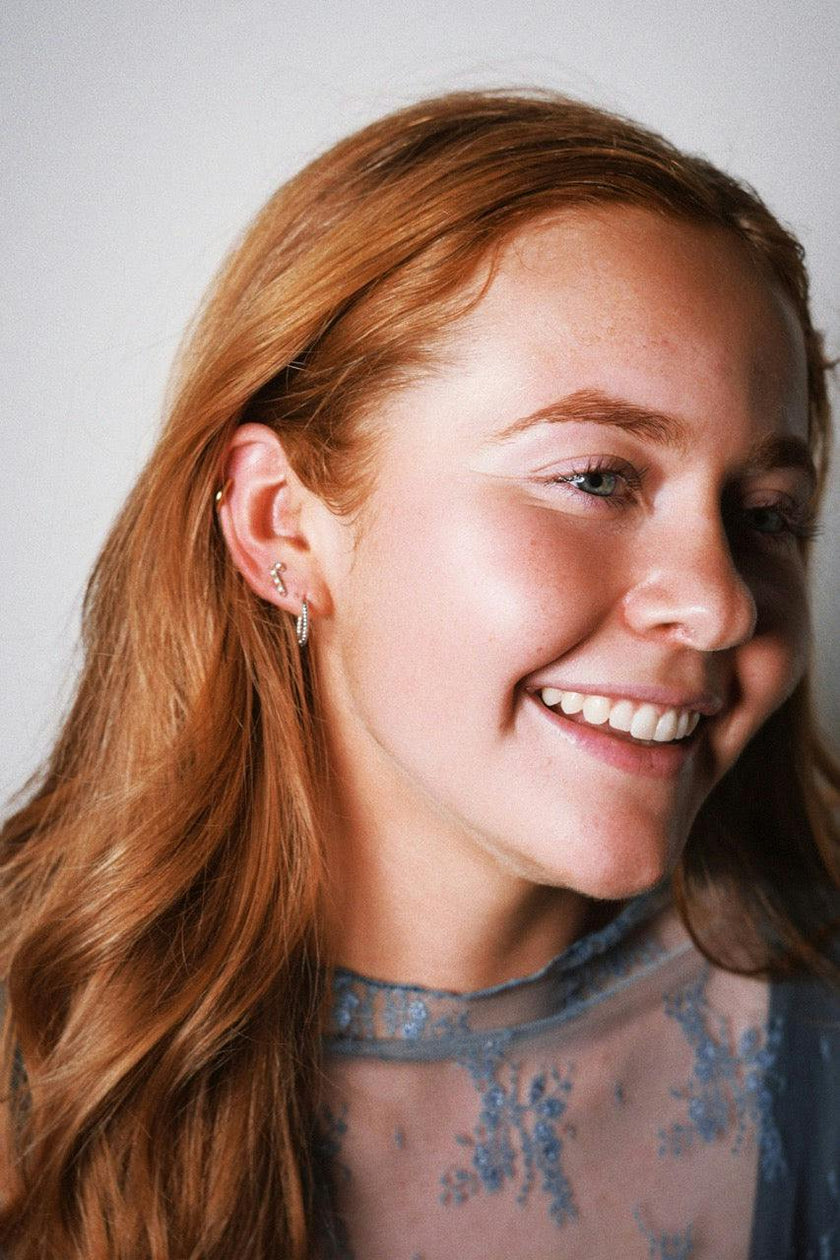Crystal Candy Cane Stud Earrings