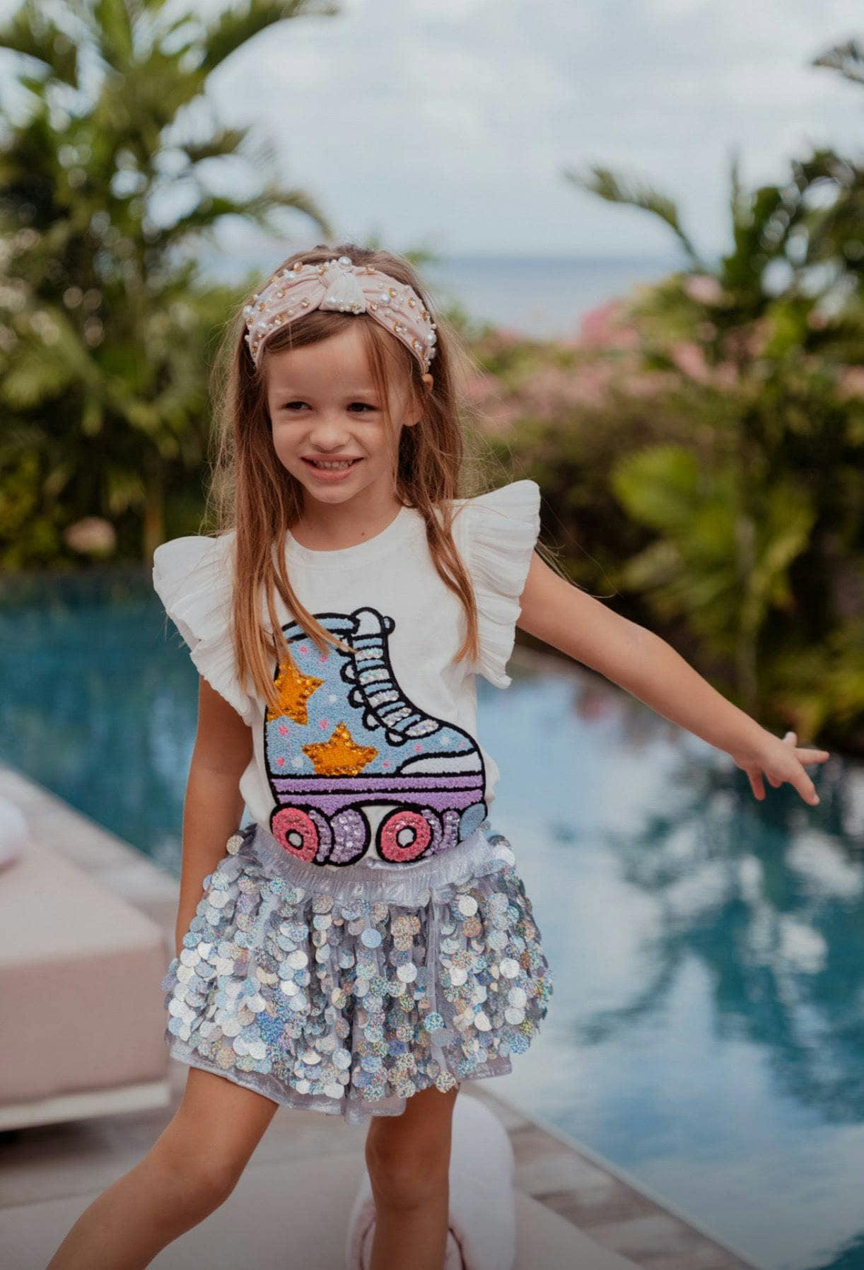 Roller Sequins Ruffle Sleeve T-Shirt