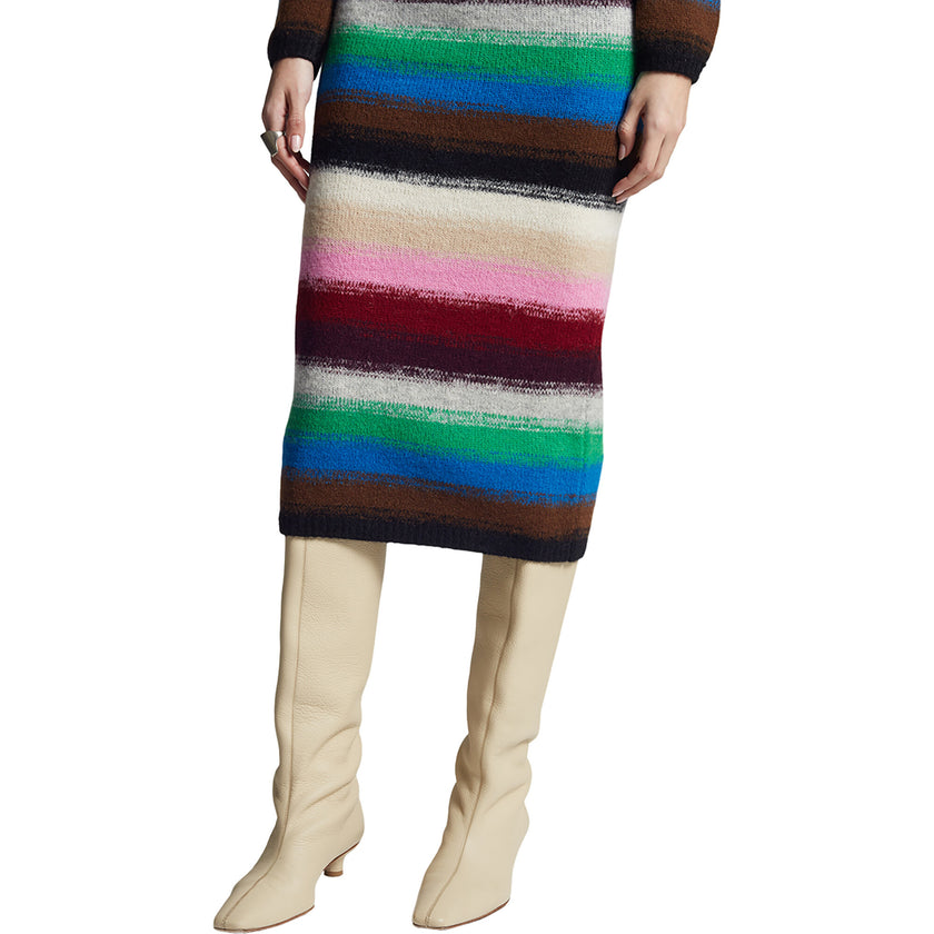 Women's Lydia Jersey Ribbed Crew Neck Long Sleeve Dress, Multi