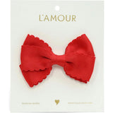 Grosgrain Scalloped Bow Hair Clip (Red)