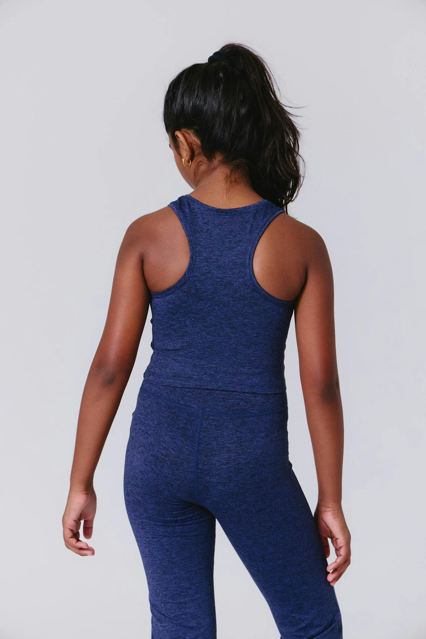 Girls TLC Crop Top in Heathered Navy