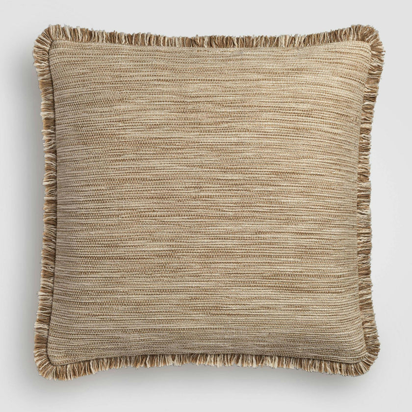 Layered Loom Fringe Rust & Ivory Throw Pillow