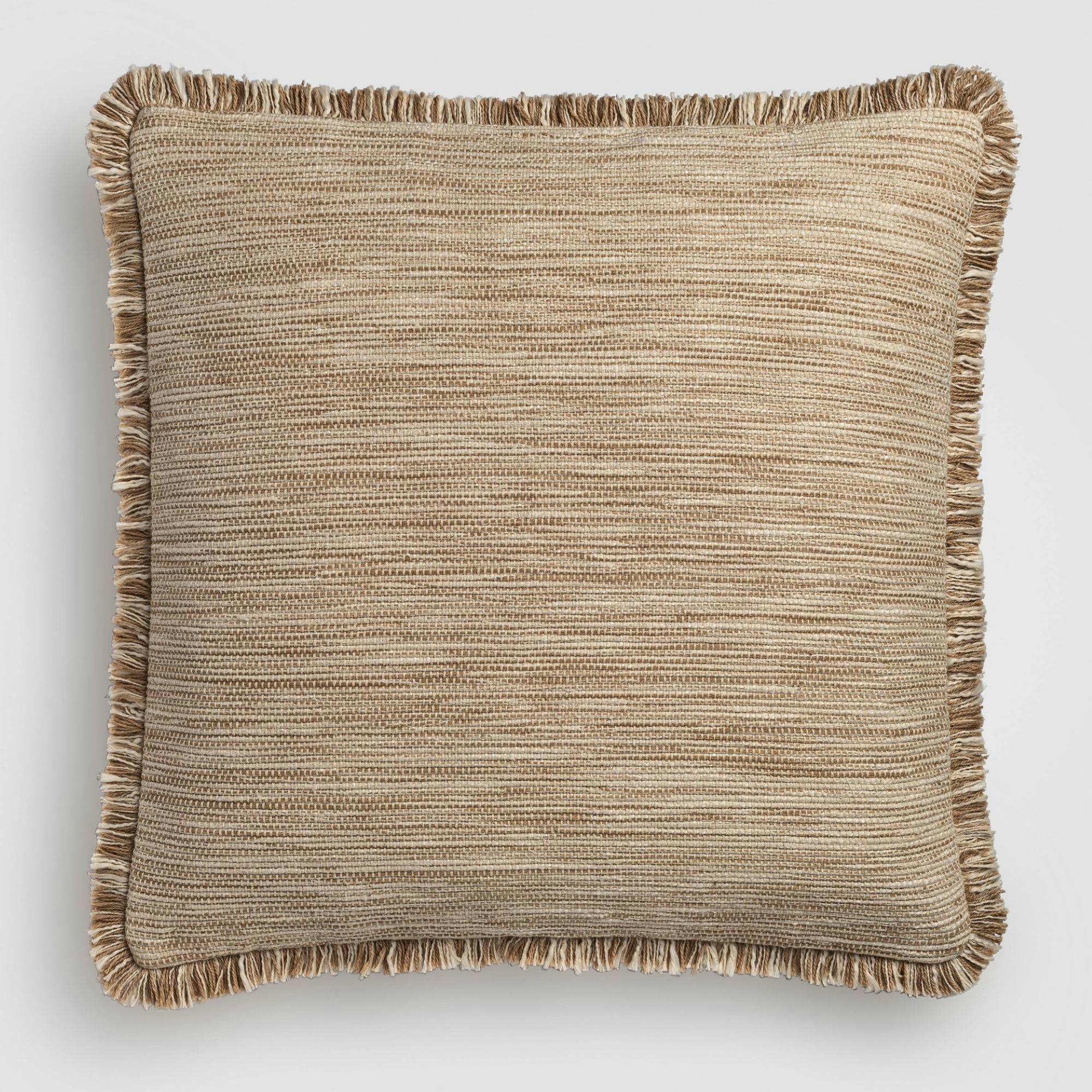 Layered Loom Fringe Rust & Ivory Throw Pillow
