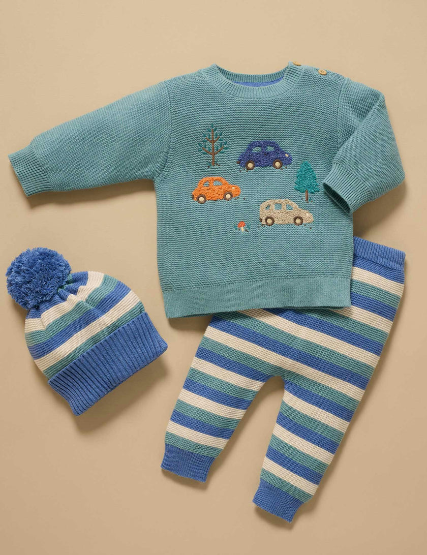 Striped Beanie Duck Egg Stripe