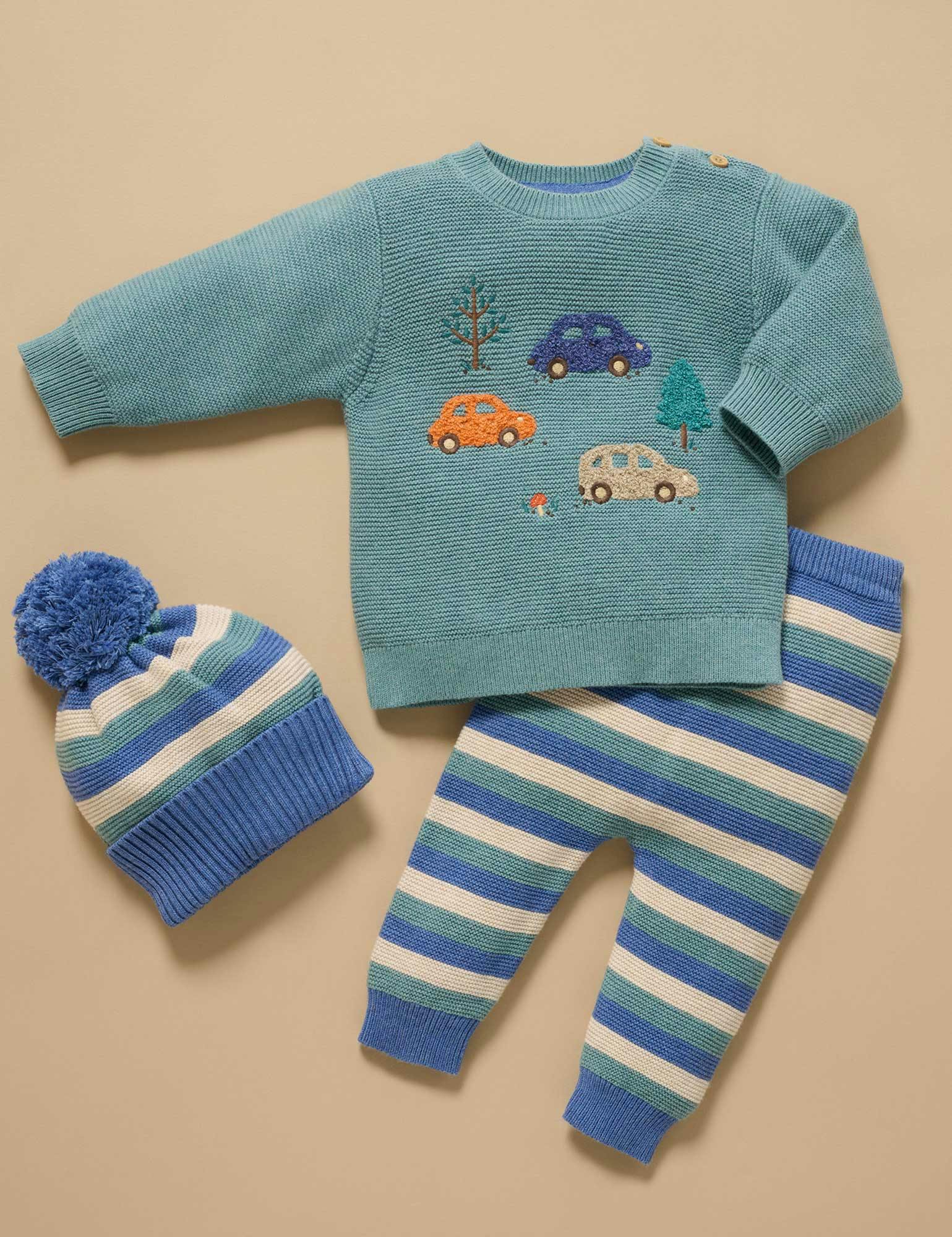 Striped Beanie Duck Egg Stripe