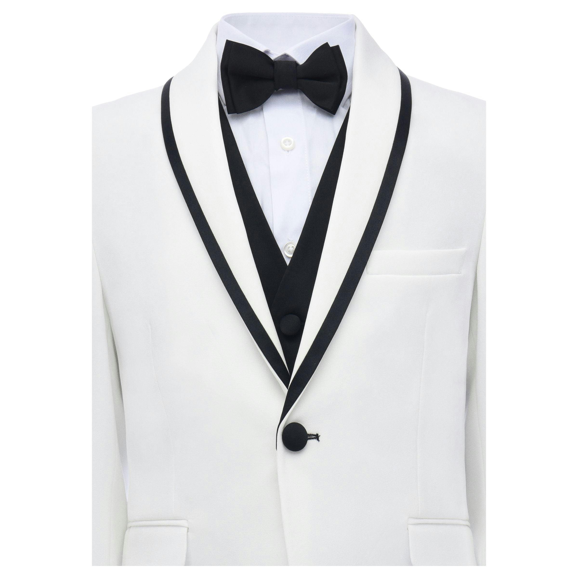 White Suit Set with Black Accents