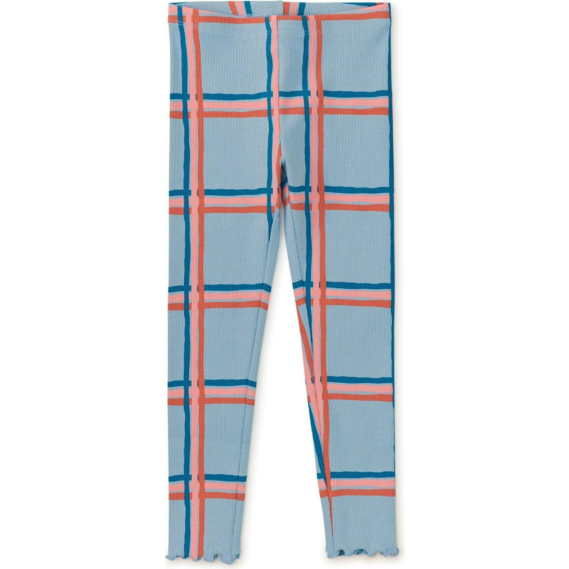 Plaid Print Ribbed Elastic Waist Leggings, Multi
