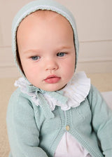 Openwork Detail Baby Cardigan in Sage Green (1-9mths)