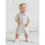 Mato Seersucker Collared Romper - Dune Stripe