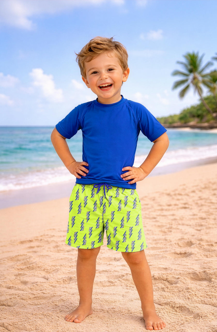 Dylan Boys Lightning Bolt Print Board Shorts