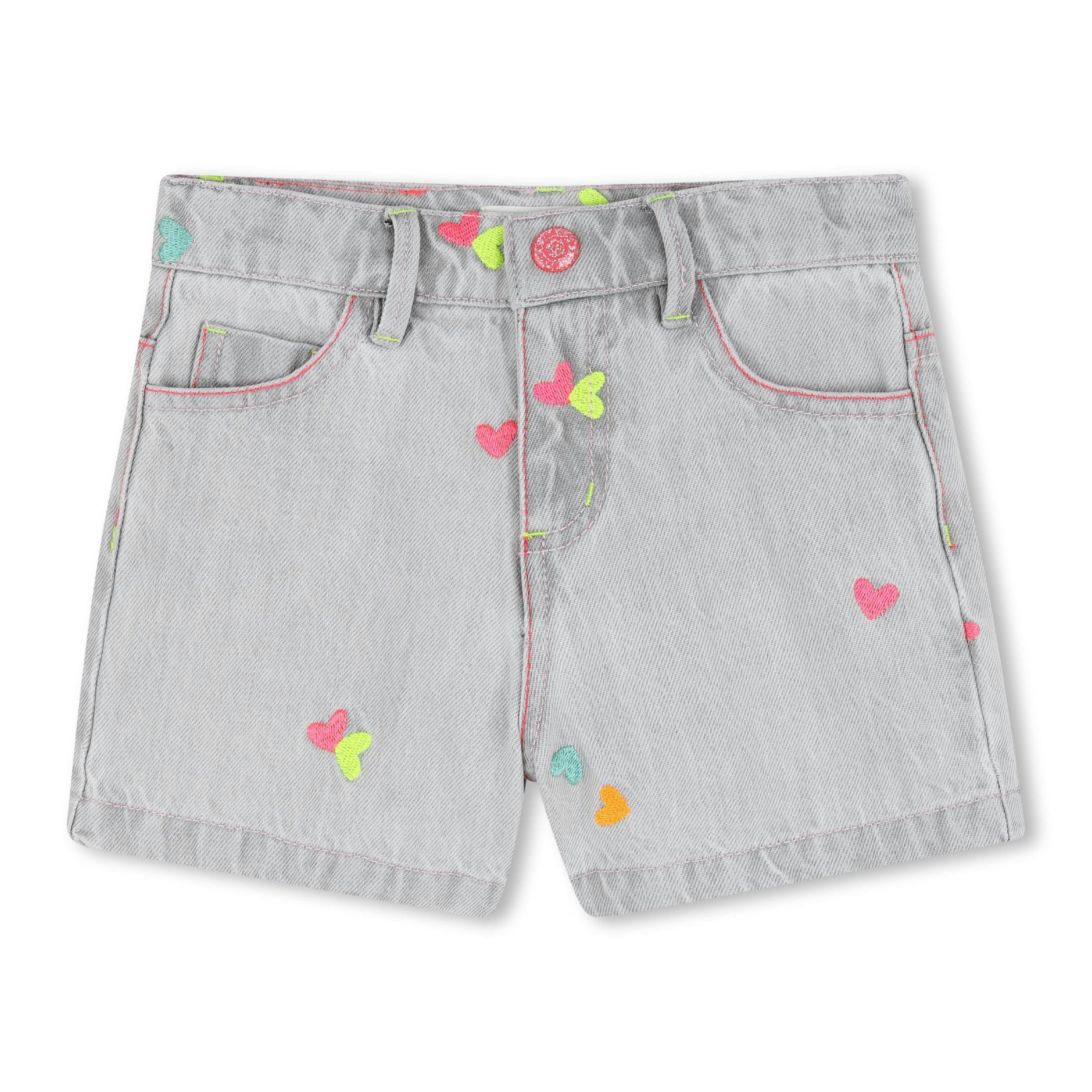 Light Gray Denim Kids’ Shorts with Embroidery