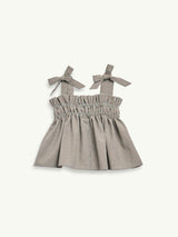 children's vichy frilled top - foggy brown