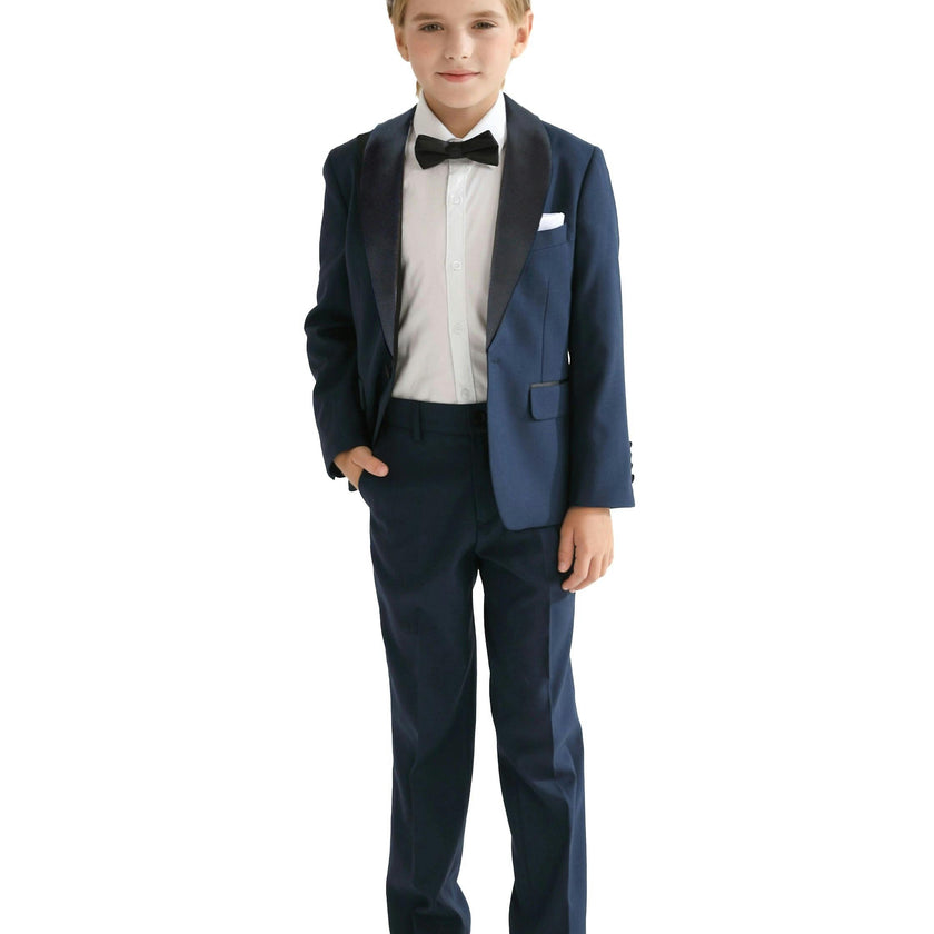 Navy Shawl Lapel Wool Suit
