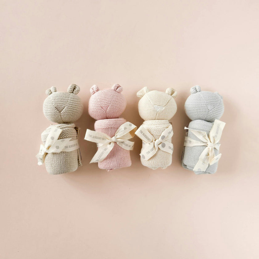 Organic Cotton Bear Lovey, Blush