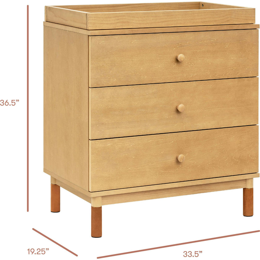 Gelato 3-Drawer Changer Dresser with Vegan Tan Leather Feet