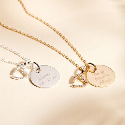 Personalized Crystal M Necklace, Sterling Silver