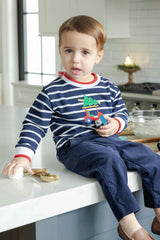 Stripe Knit Shirt with Golf Cart & Christmas Tree
