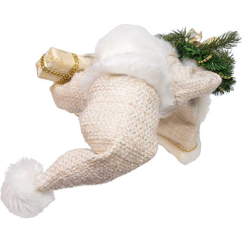 18-Inch  Kringles Cream Santa with Gift and Wreath