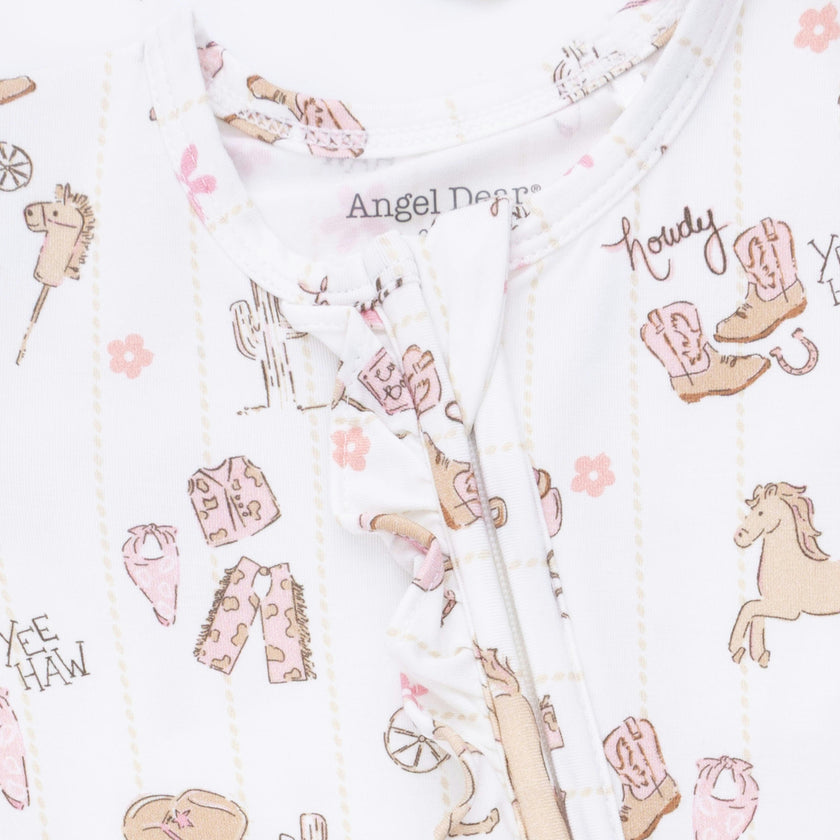 Cowgirl Nursery - 2 Way Ruffle Front Zipper Footie
